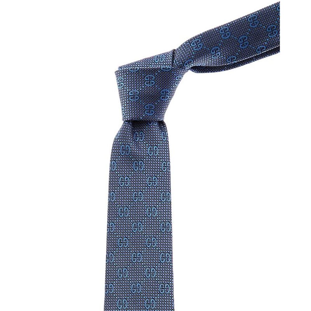 Gucci Blue Gg Silk Tie, Blue